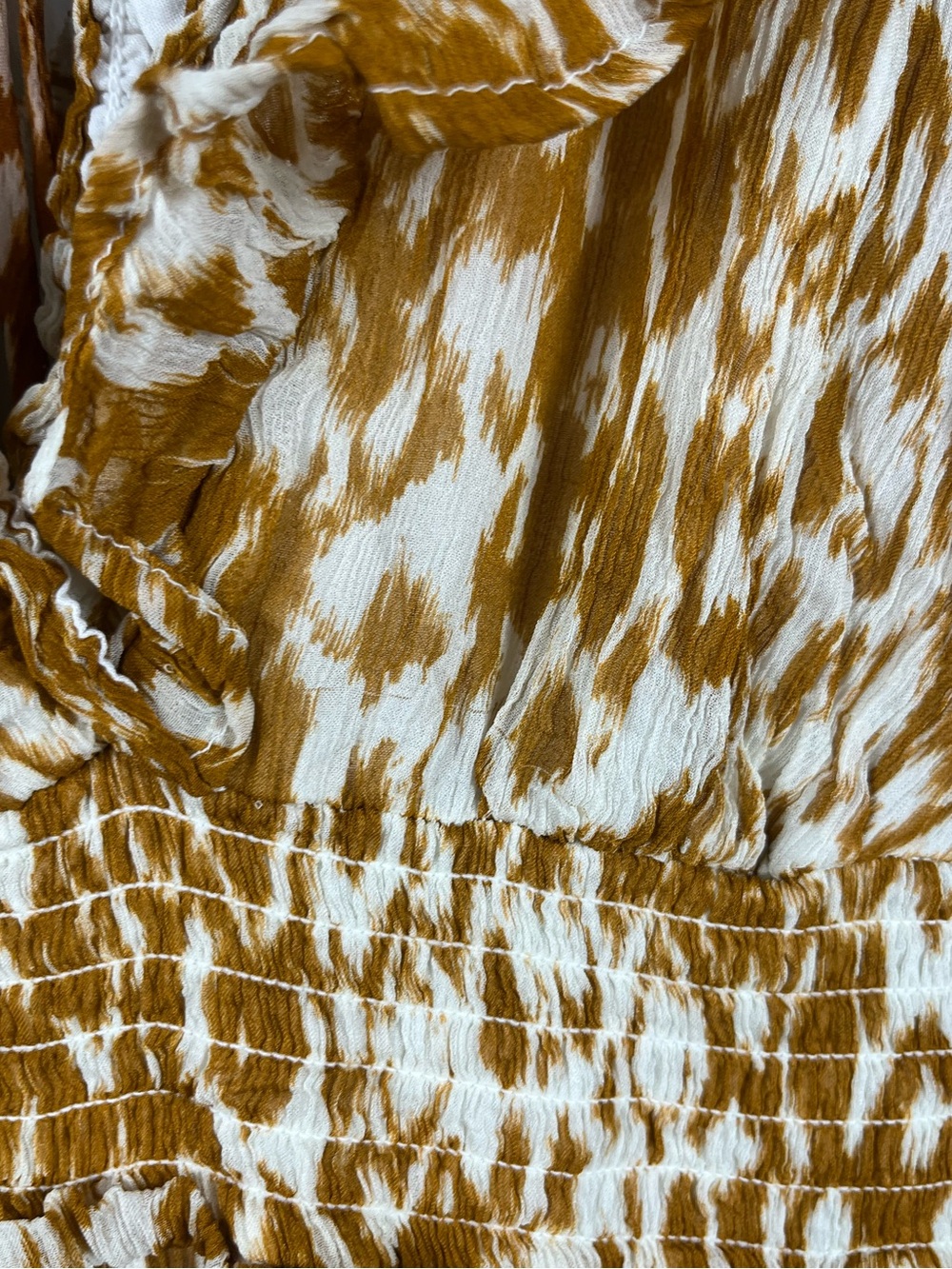 Anthropologie The Odetta Ruffled V-Neck maxi Dress size XL honey color - Picture 6 of 11